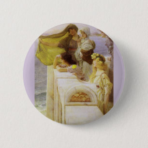 Bij Aphrodite's wieg door Sir Lawrence Alma Tadema Ronde Button 5,7 Cm