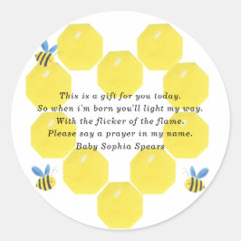 Bij baby shower - Gebedskaarslabel Ronde Sticker
