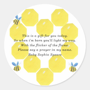 Bij baby shower - Gebedskaarslabel Ronde Sticker