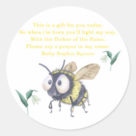 Bij baby shower - Gebedskaarslabel Ronde Sticker