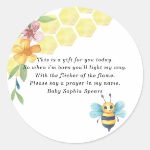 Bij baby shower - Gebedskaarslabel Ronde Sticker