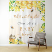 Bij baby shower gele geslacht onthulling feestje wandkleed (In situ)