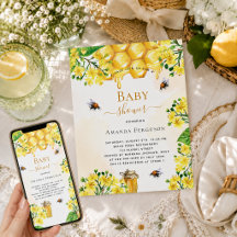 Bij baby shower goud gele bloemen zo leuk 