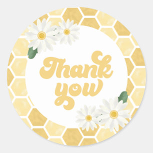Bij baby shower honingraat en madeliefjes Dank je Ronde Sticker