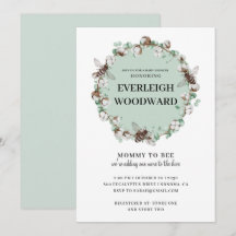 Bij baby shower mintgroene uitnodiging