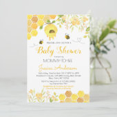 Bij Baby Shower Uitnodigingen Jongen Meisje Hommel (Staand voorkant)