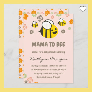 Bij baby shower uitnodigingen Mama to bee Bloem