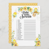 Bij Baby Shower Woordzoekspel Kaart (Voorkant / Achterkant)