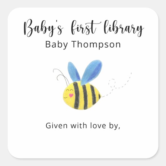 Bij - Baby's eerste bibliotheek Vierkante Sticker (Voorkant)