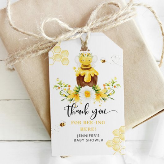 Bij bedankt voor je aanwezigheid cadeaulabel