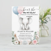 Bij Big Zoo Baby White Elephant Birth Gender Revea Kaart (Staand voorkant)