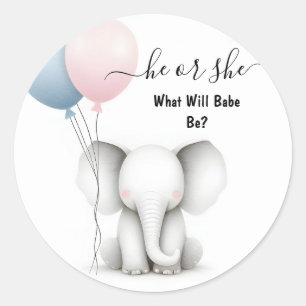 Bij Big Zoo Baby White Elephant Birth Gender Revea Ronde Sticker