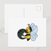 Bij bij het bowlen met een bowlingbal briefkaart (Voorkant / Achterkant)