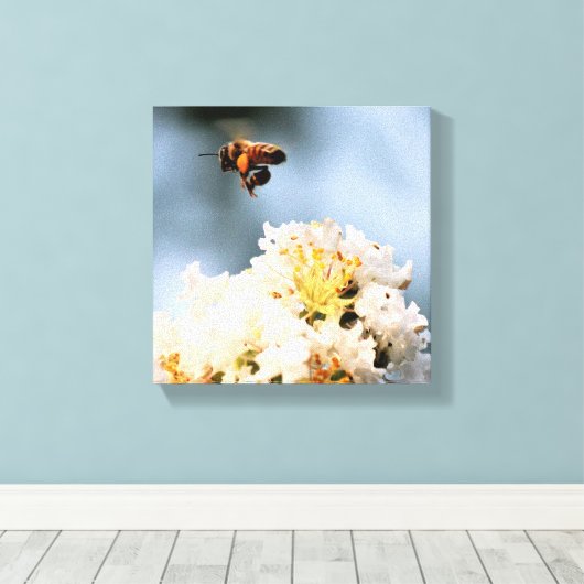 Bij bloem canvasprint canvas afdruk (Insitu (Houten vloer))