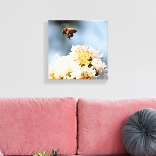 Bij bloem canvasprint canvas afdruk (Insitu (Woonkamer))
