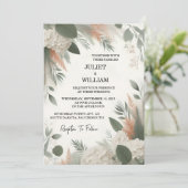 Bij Blush pastel Peach Mint Moss Sage Groene bruil Kaart (Staand voorkant)