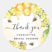 Bij bruidsfeestje gele bloemen bedankt  ronde sticker (Voorkant)