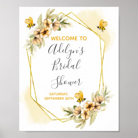 Bij Bruiloft Bridal Shower Welkom Bord Poster (Voorkant)