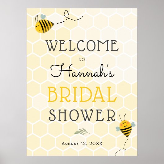 Bij Bruiloft Bridal Shower Welkom Bord Poster (Voorkant)