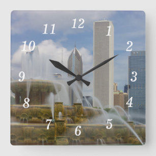 Bij Buckingham Fountain Wall Clock Vierkante Klok