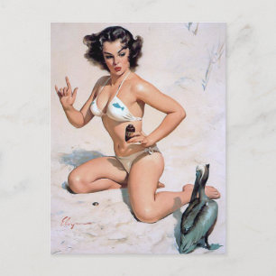 Bij de Beach Pin up Briefkaart