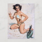 Bij de Beach Pin up Briefkaart (Voorkant)