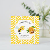 Bij de Beste Leraar Klas Uitnodiging | Cute Honey (Staand voorkant)