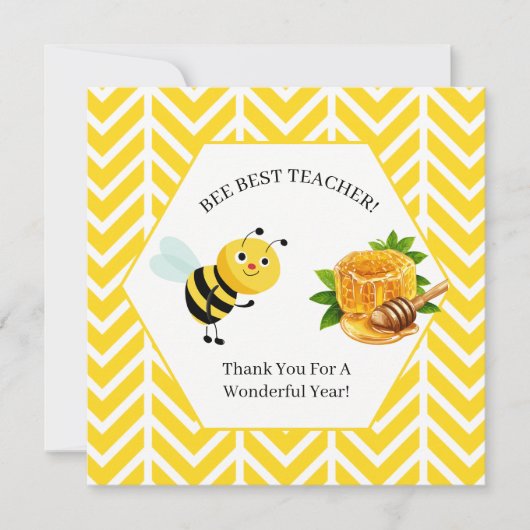 Bij de Beste Leraar Klas Uitnodiging | Cute Honey (Voorkant)