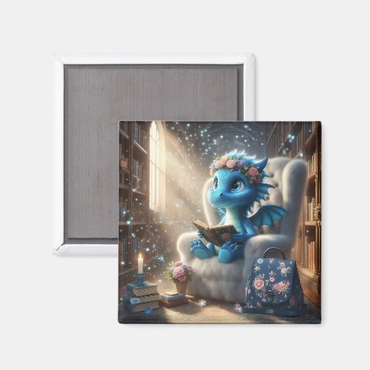 Bij de Bibliotheek - Blue Dragon Magnet (Voorkant / Achterkant)