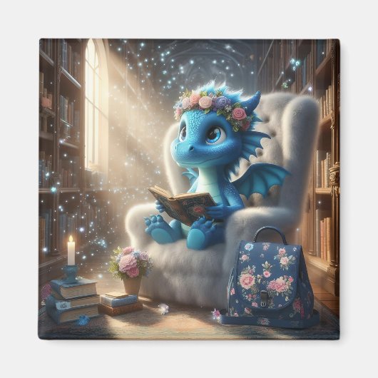 Bij de Bibliotheek - Blue Dragon Magnet (Voorkant)