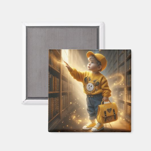 Bij de bibliotheek - Gele Magneet (Voorkant / Achterkant)