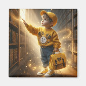 Bij de bibliotheek - Gele Magneet (Voorkant)