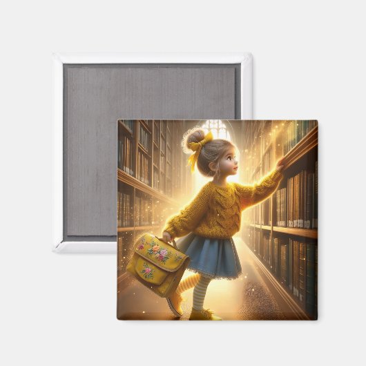Bij de bibliotheek - Gele Magneet (Voorkant / Achterkant)
