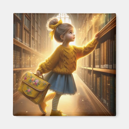 Bij de bibliotheek - Gele Magneet (Voorkant)