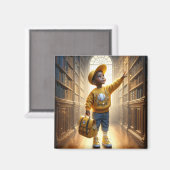 Bij de bibliotheek - Gele Magneet (Voorkant / Achterkant)