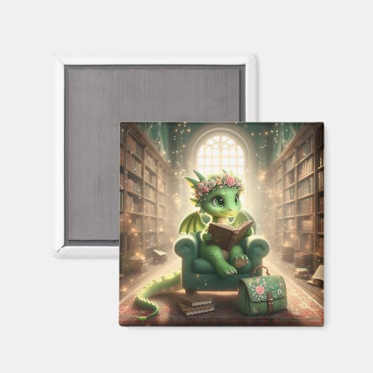 Bij de Bibliotheek - Green Dragon Magnet (Voorkant / Achterkant)