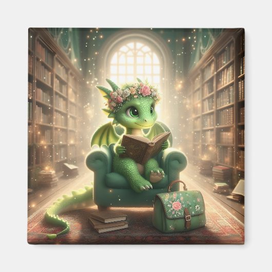 Bij de Bibliotheek - Green Dragon Magnet (Voorkant)