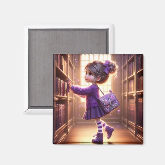 Bij de Bibliotheek - Paarse magneet (Voorkant / Achterkant)