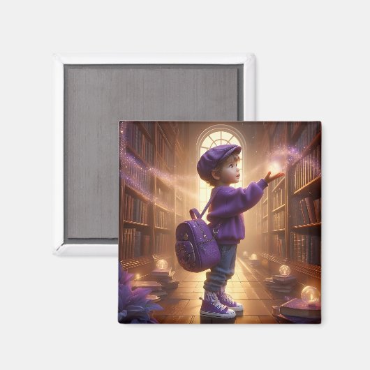 Bij de Bibliotheek - Paarse magneet (Voorkant / Achterkant)