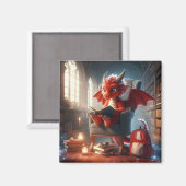 Bij de Bibliotheek - Rode Drakenmagneet Magneet (Voorkant / Achterkant)