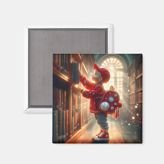 Bij de Bibliotheek - Rode Magneet (Voorkant / Achterkant)