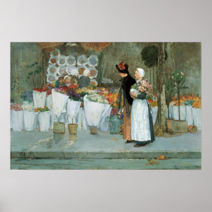 Bij de Bloemist door Childe Hassam, Vintage Fine A Poster