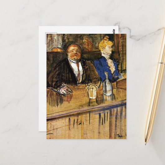 Bij de Cafe, de Klant en de Anemic Cashier Briefkaart (Voorkant / Achterkant in situ)