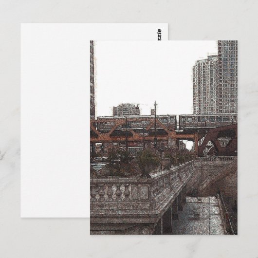 Bij de Chicago River... Briefkaart (Voorkant / Achterkant)