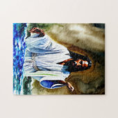 Bij de Christelijke kunstpuzzel op de rivier de 25 Legpuzzel (Horizontaal)