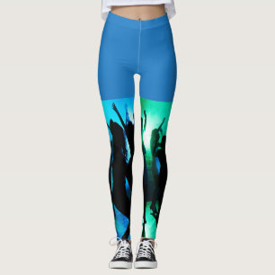 Bij de Club Silhouette Blue Green Leggings