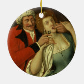 Bij de Dentist (olie op doek) Keramisch Ornament (Achterkant)
