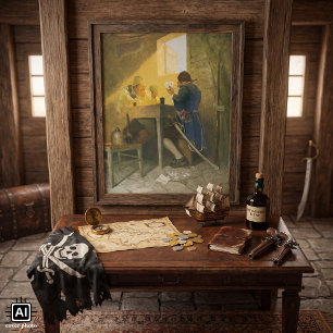 Bij de kaarten in Cluny's Cage door NC Wyeth Poster