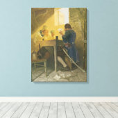 Bij de Kaarten in Cluny's Kooi door NC Wyeth Canvas Afdruk (Insitu (Houten vloer))