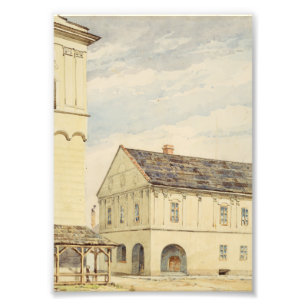 Bij de klokkentoren in Spisska Sobota Foto Afdruk